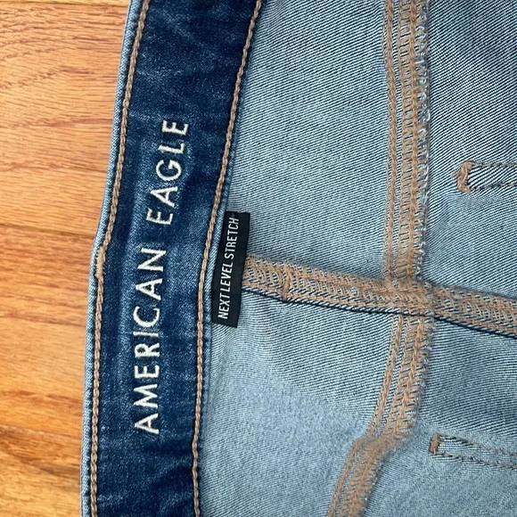 American Eagle Outfitters Dark Blue Skinny Jeans hi rise jeggings size 12 - Picture 2 of 5